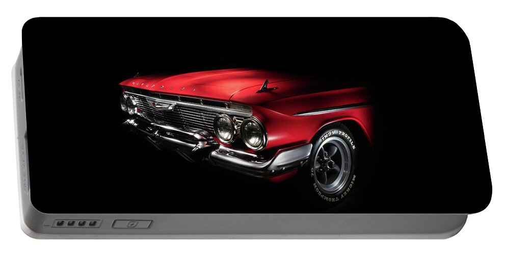 Chevrolet Portable Battery Charger featuring the photograph '61 Impala Three Qtr #61 by Douglas Pittman