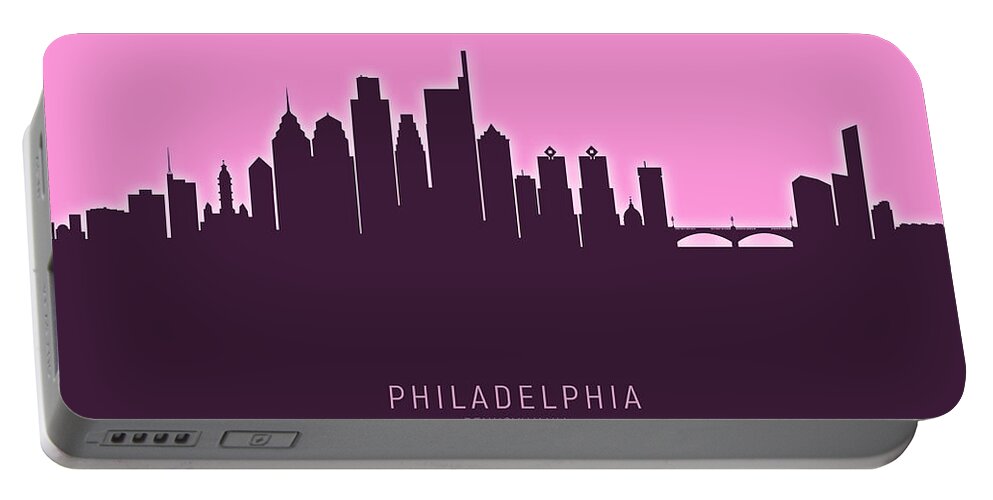 Philadelphia Portable Battery Charger featuring the digital art Philadelphia Pennsylvania Skyline by Michael Tompsett