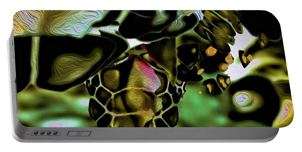 Sea Creatures Portable Battery Charger featuring the digital art Golden Turtle 6 by Aldane Wynter