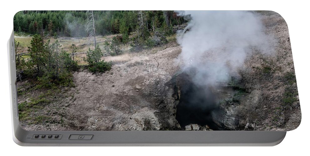 Usa Portable Battery Charger featuring the photograph Hot Spring And Geiser In Yellowstone National Par #7 by Alex Grichenko