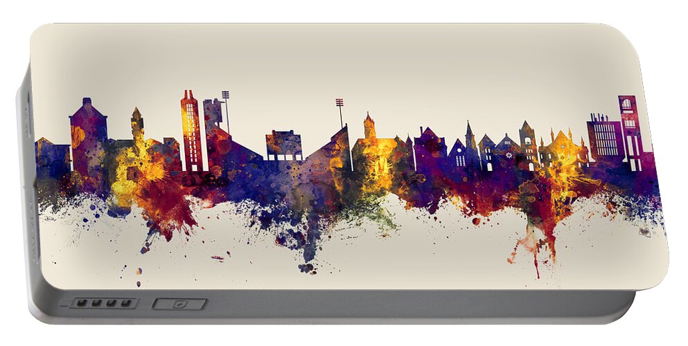 Lawrence Portable Battery Charger featuring the digital art Lawrence Kansas Skyline by Michael Tompsett