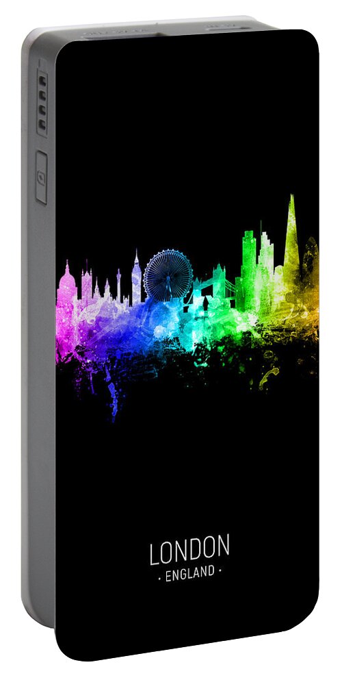 London Portable Battery Charger featuring the digital art London England Skyline by Michael Tompsett