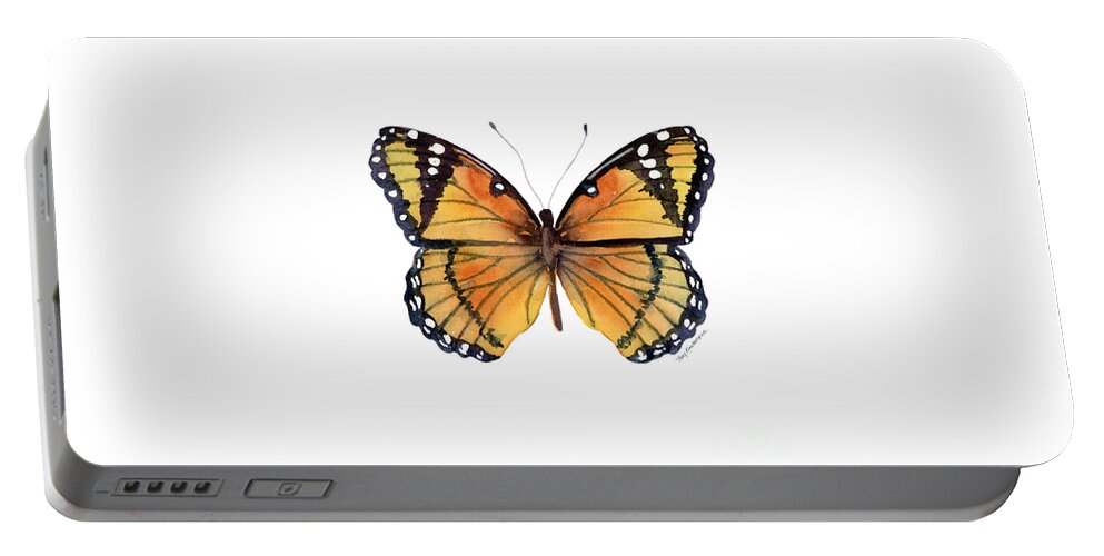 Viceroy Portable Battery Charger featuring the painting 76 Viceroy Butterfly by Amy Kirkpatrick