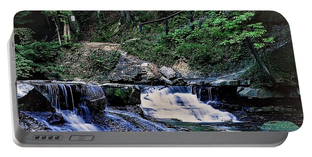 Waterfall Portable Battery Charger featuring the photograph Henry Church Falls by Brad Nellis
