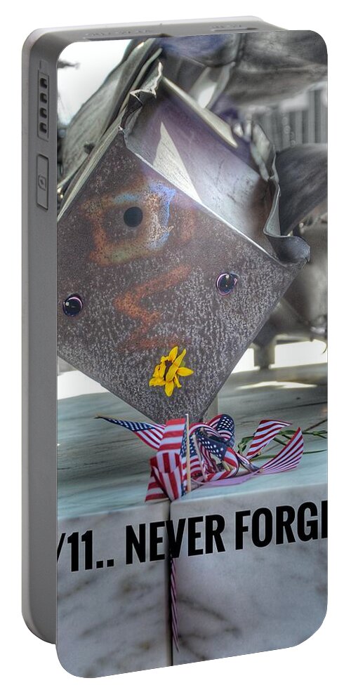 9/11 Portable Battery Charger featuring the photograph 9/11.. Never Forget.. by Marianna Mills