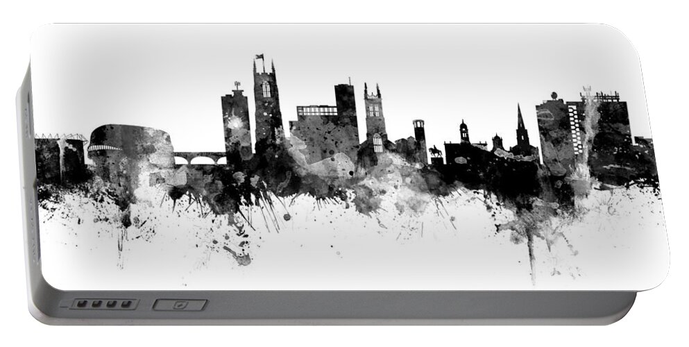 Derby Portable Battery Charger featuring the digital art Derby England Skyline #9 by Michael Tompsett