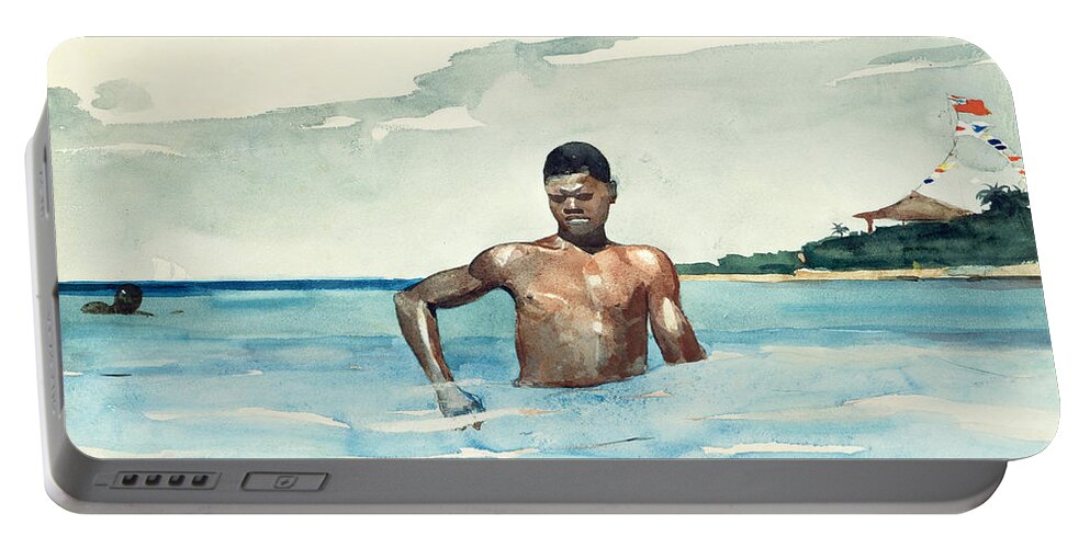 Winslow Homer Portable Battery Charger featuring the drawing The Bather by Winslow Homer