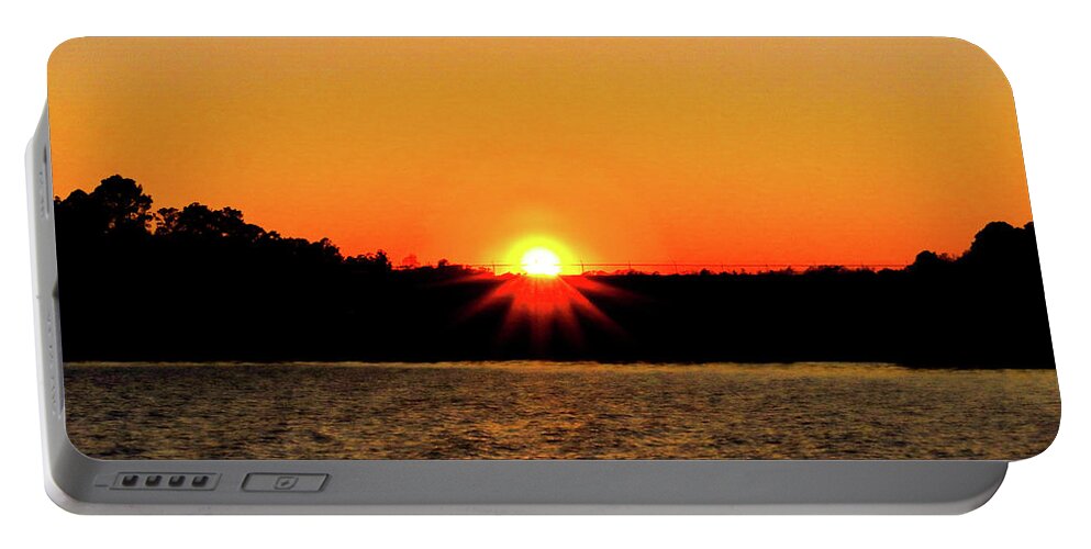 Lake Portable Battery Charger featuring the photograph A Baldwin County Airport Sunsetting by Ed Williams