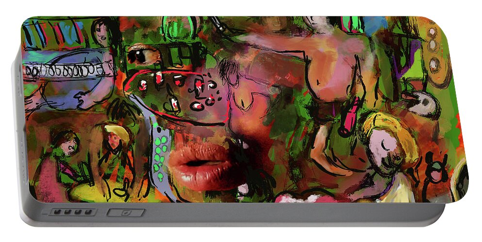 Colours Portable Battery Charger featuring the painting A bar in Phuket by Jeremy Holton