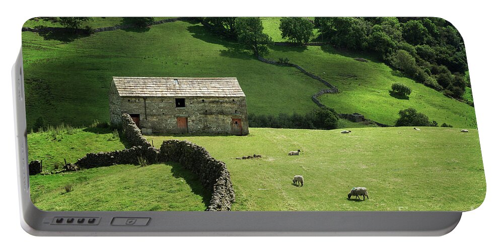 Landscape Portable Battery Charger featuring the photograph A Barn in Yorkshire by David Lichtneker