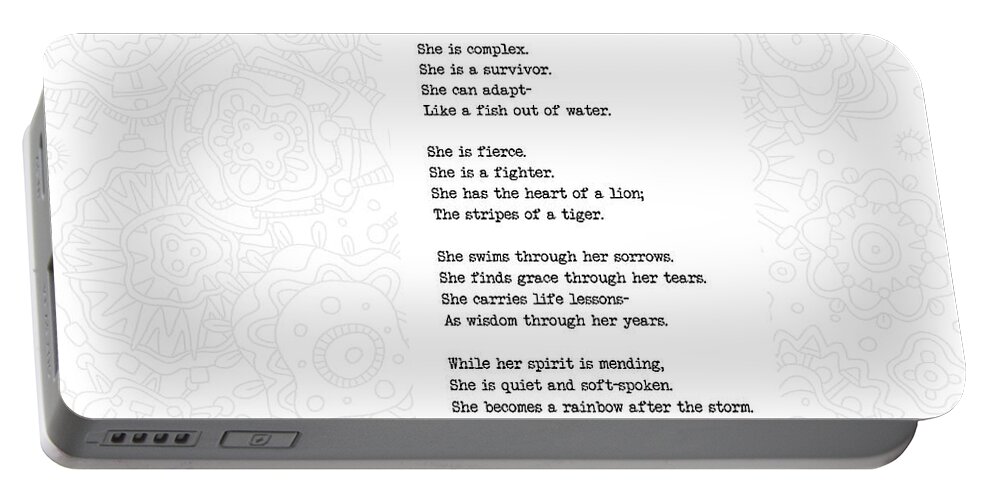 A Beautiful Shade Of Broken Portable Battery Charger featuring the digital art A Beautiful Shade of Broken - Poem with design by Tanielle Childers