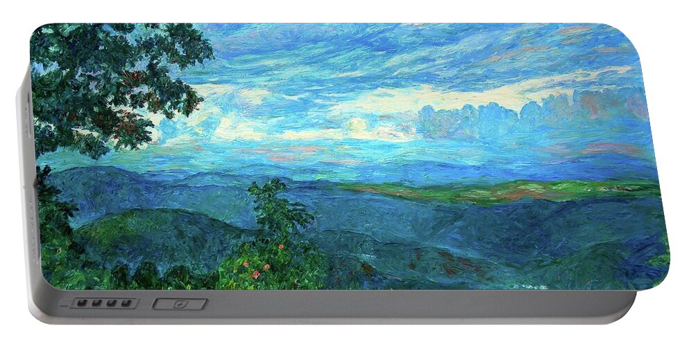 Mountains Portable Battery Charger featuring the painting A Break in the Clouds by Kendall Kessler