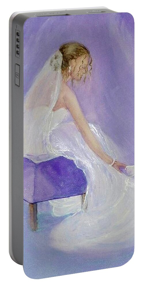 Bride Portable Battery Charger featuring the painting A Brides soft touch by Kelly Mills