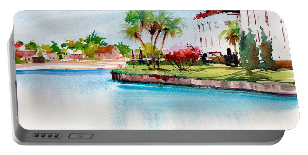 Florida Portable Battery Charger featuring the painting A Canal in St Petersburg by P Anthony Visco
