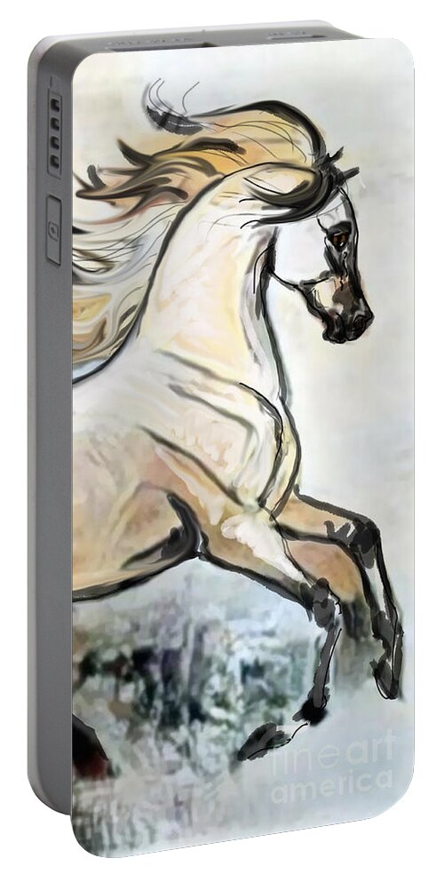 Equestrian Art Portable Battery Charger featuring the digital art A Cantering Horse 002 by Stacey Mayer