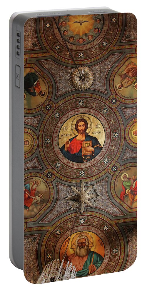Jesus Portable Battery Charger featuring the photograph A ceiling in a Greek Church by Aleksander Rotner