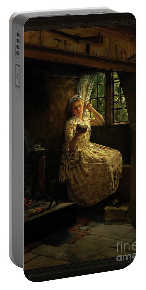 A Cosey Corner Portable Battery Charger featuring the painting A Cosey Corner by Frank Millet	 Classical Art Reproduction by Rolando Burbon
