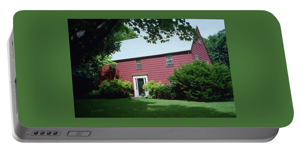 Connecticut Portable Battery Charger featuring the photograph A Country House in Connecticut in 1984. by Gordon James