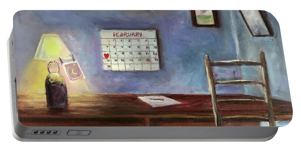 Valentine's Day Portable Battery Charger featuring the painting A Date To Remember by Rand Burns