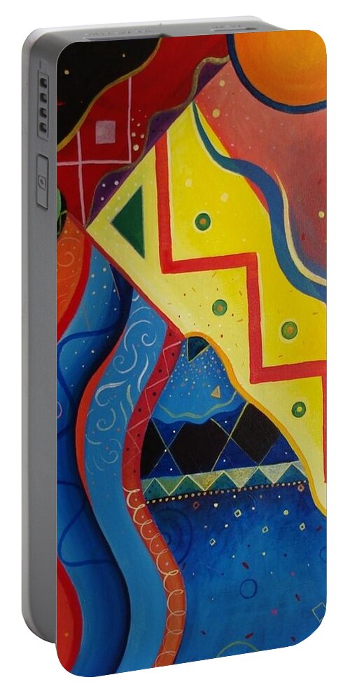 Balance Portable Battery Charger featuring the painting A Delicate Balance by Helena Tiainen