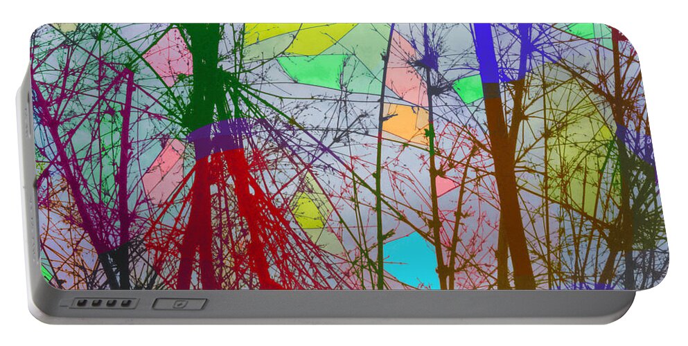 Abstract Portable Battery Charger featuring the painting A Forest Of Colors by World Art Collective