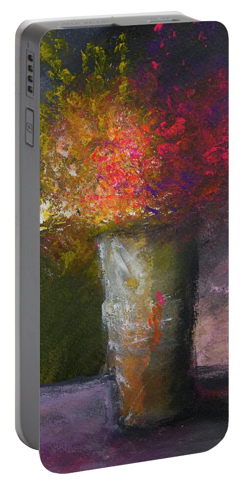 Flowers Portable Battery Charger featuring the painting A Gift by Linda Bailey