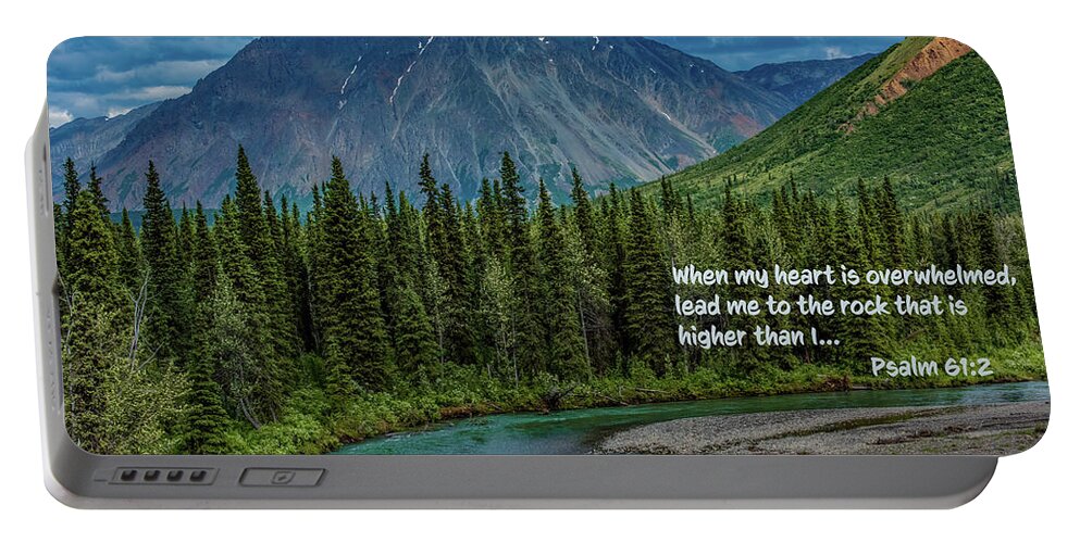 Alaska Portable Battery Charger featuring the photograph A Higher Rock by Marcy Wielfaert