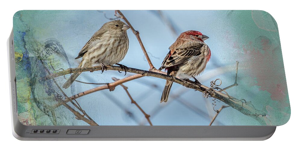 House Finch Portable Battery Charger featuring the photograph A House Finch Love Story by Sandra Rust