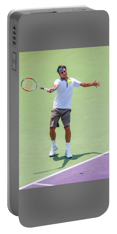 Roger Federer Portable Battery Charger featuring the photograph A Hug From Roger by Steven Sparks