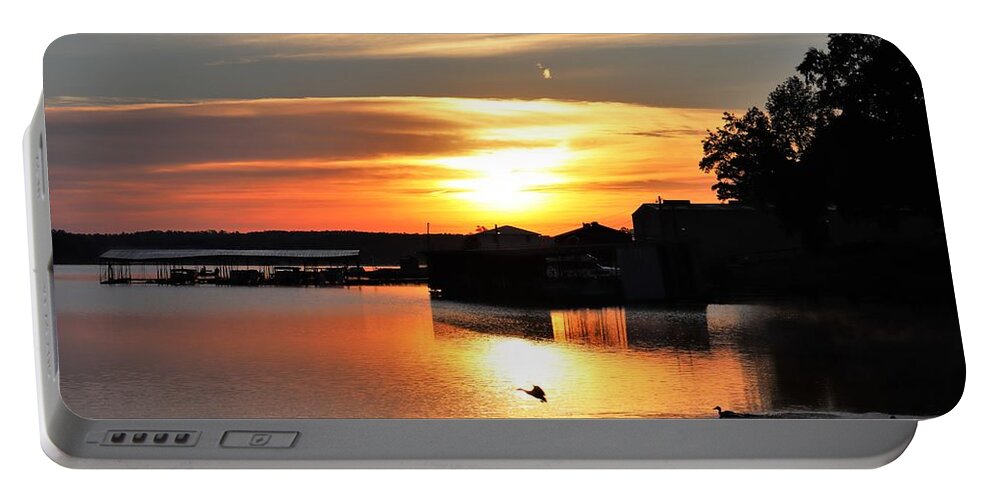 Lake Portable Battery Charger featuring the photograph A Lake Launch by Ed Williams