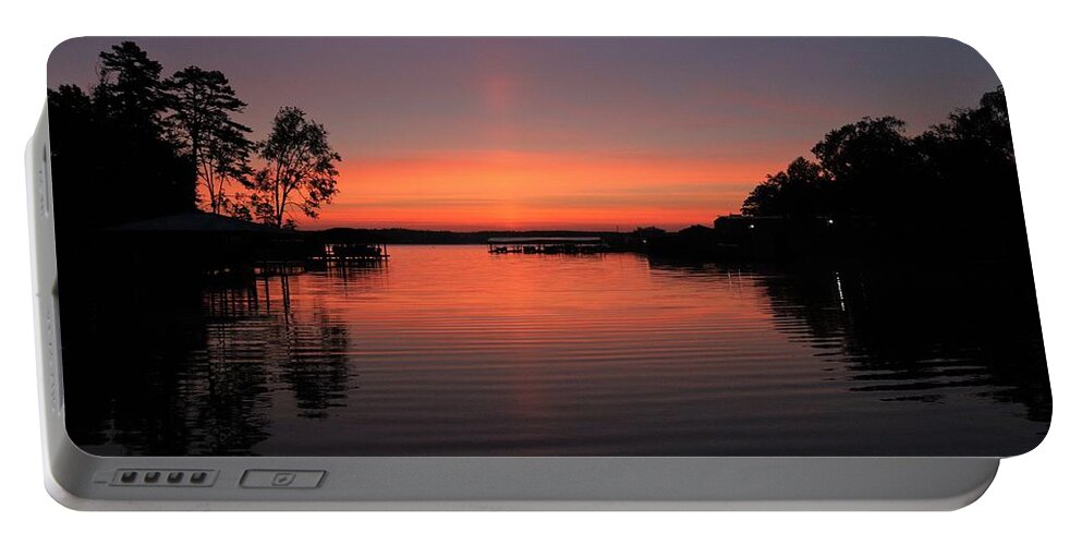 Lake Morning Portable Battery Charger featuring the photograph A Lake Whale Spray Sunrise by Ed Williams