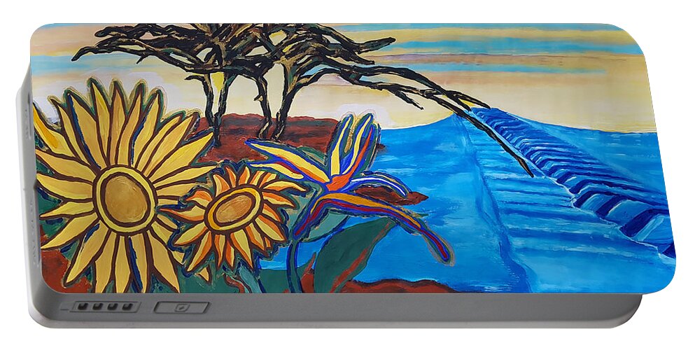 Bill Withers Portable Battery Charger featuring the painting A Lovely Day by Rachel Natalie Rawlins