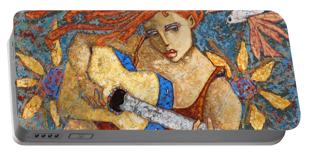Summer Portable Battery Charger featuring the painting A Midsummer Love Song by Oscar Ortiz