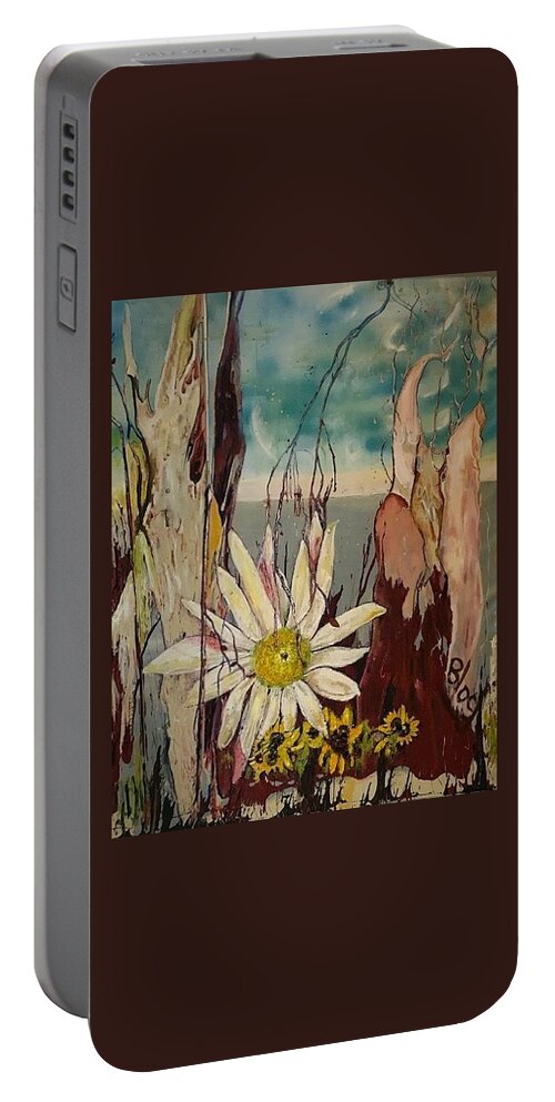 Trees Portable Battery Charger featuring the painting A Moment on Tybee by Peggy Blood
