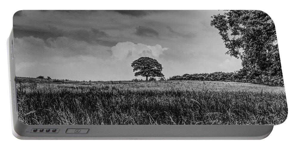 Manchester Portable Battery Charger featuring the photograph A monochrome tree taken in Hopwood Woods Nature Reserve Manchester UK by Pics By Tony