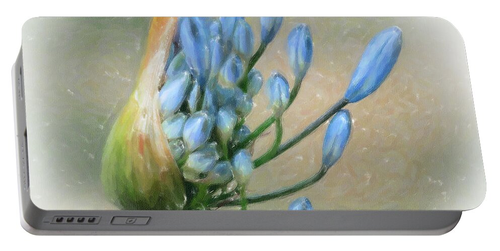 Agapanthus Portable Battery Charger featuring the digital art A New Beginning by Chris Armytage