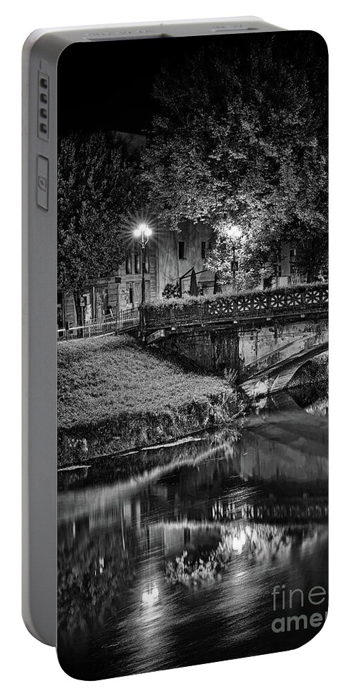 Scene Portable Battery Charger featuring the photograph A night corner bnw by The P