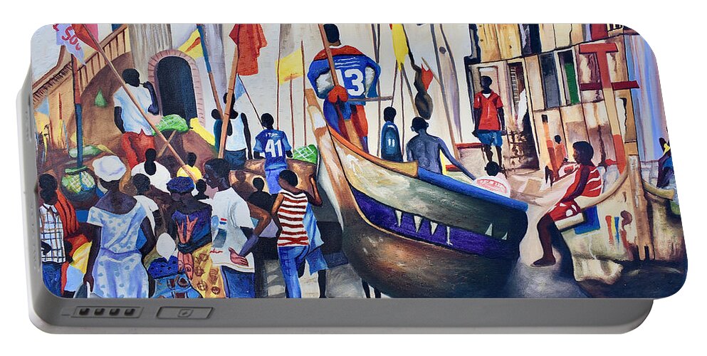 Africa Portable Battery Charger featuring the painting A Normal Day by Francis Sampson