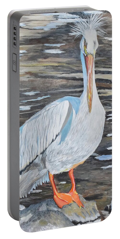 Pelican Portable Battery Charger featuring the painting A Pack Leader by Marilyn McNish