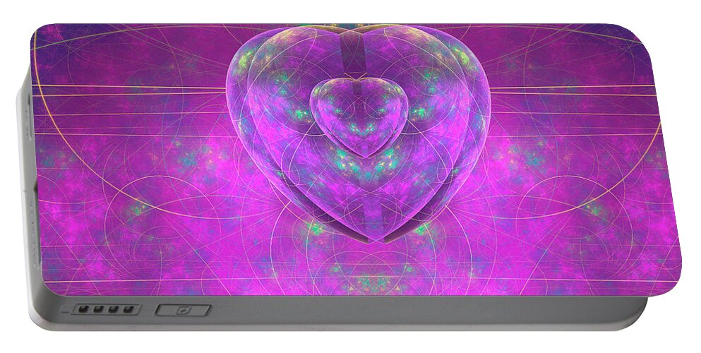 Path With Heart Portable Battery Charger featuring the digital art A Path with Heart #5 by Mary Ann Benoit