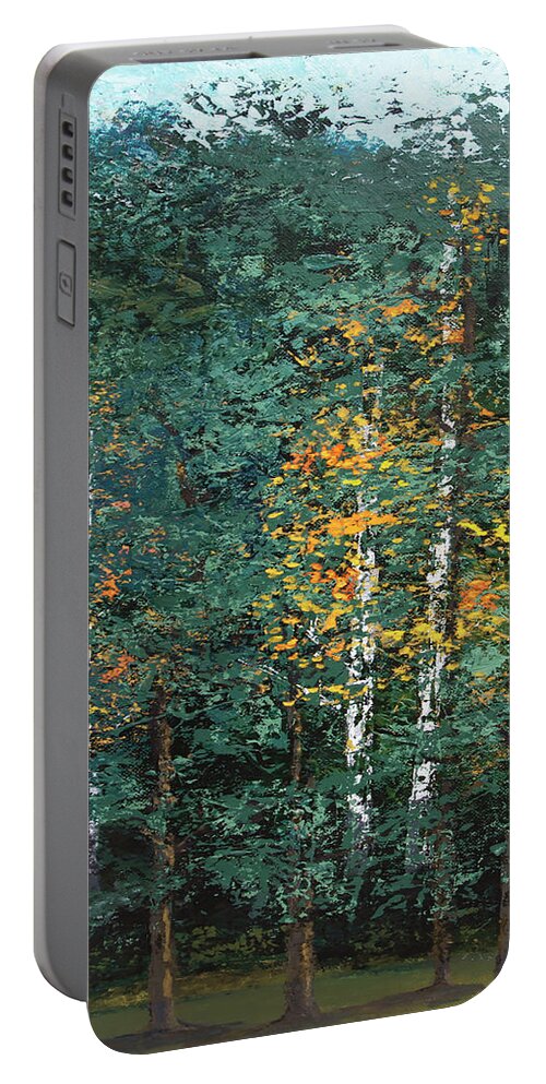 Landscape Portable Battery Charger featuring the painting A Quiet Place by Linda Bailey