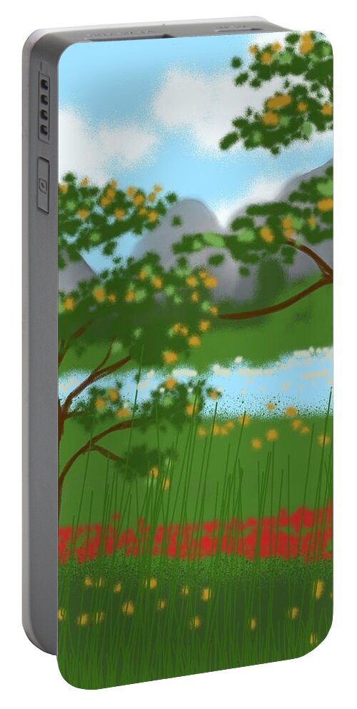 Scenery Portable Battery Charger featuring the digital art A scenery for kids by Faa shie