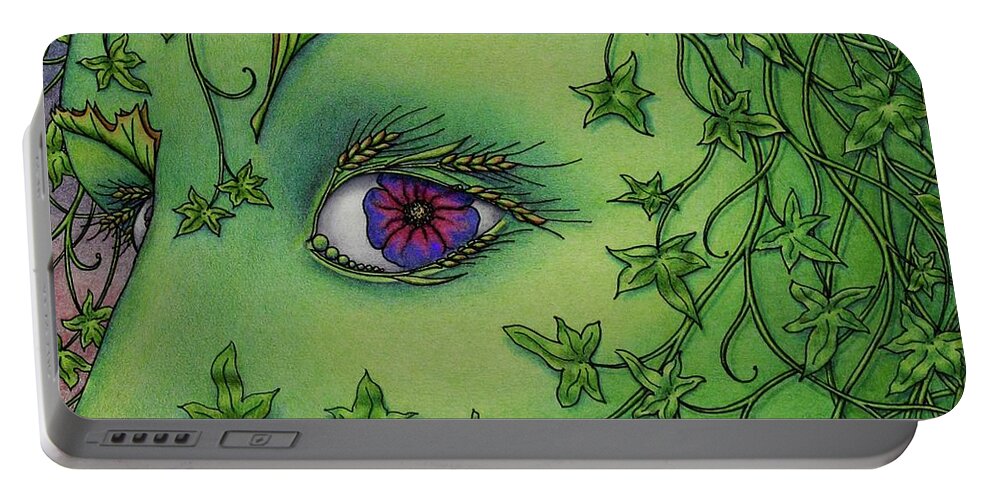 Kim Mcclinton Portable Battery Charger featuring the drawing The Side-Eye from Mother Nature by Kim McClinton