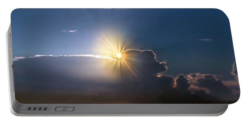 Jekyll Island Portable Battery Charger featuring the photograph A Starry Cloudy Sunrise by Ed Williams