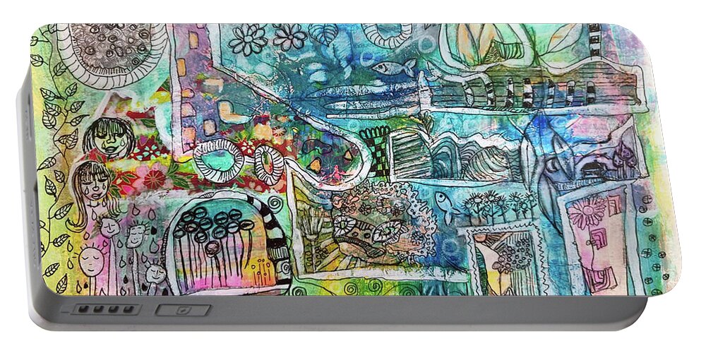 Drawing Portable Battery Charger featuring the mixed media A Story within a Story .. within a Story by Mimulux Patricia No