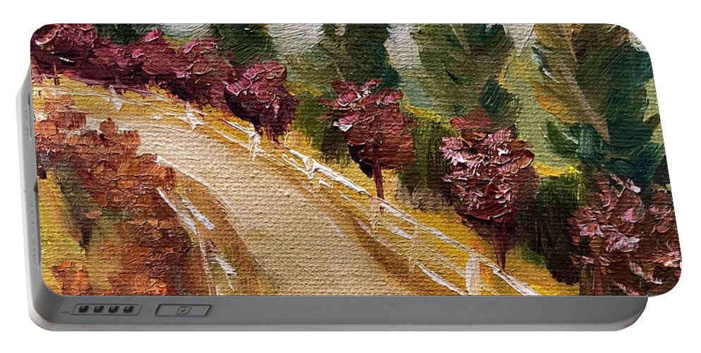 Pauba Road Portable Battery Charger featuring the painting A Stretch of Pauba Temecula by Roxy Rich