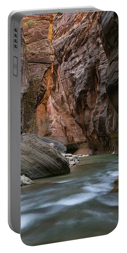 The Narrows Portable Battery Charger featuring the photograph A stroll in The Narrows by Tibor Vari
