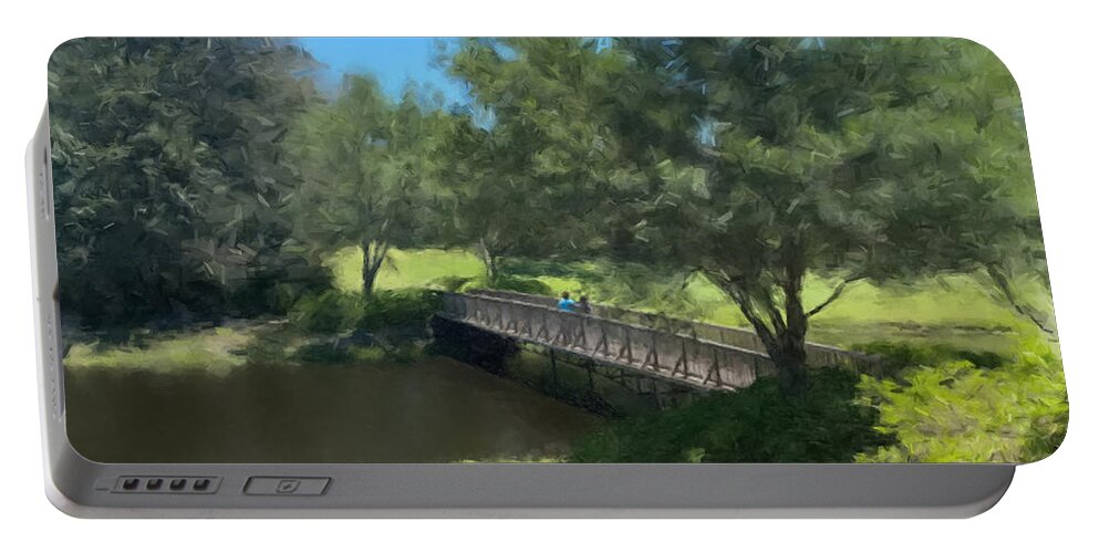 Landscape Portable Battery Charger featuring the painting A Summer Walk by Gary Arnold