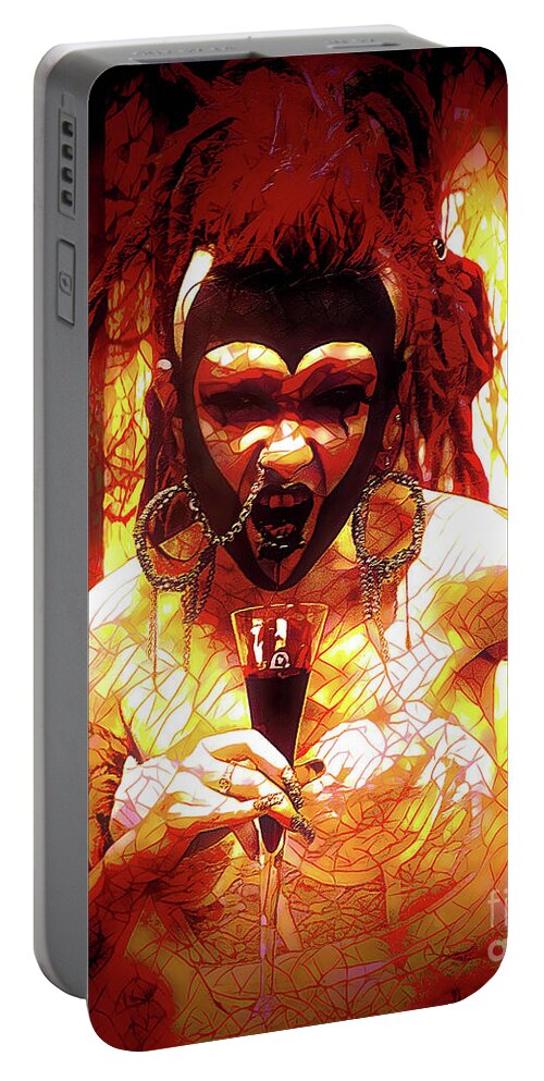 Dark Portable Battery Charger featuring the digital art A Taste For Blood Stained Glass by Recreating Creation