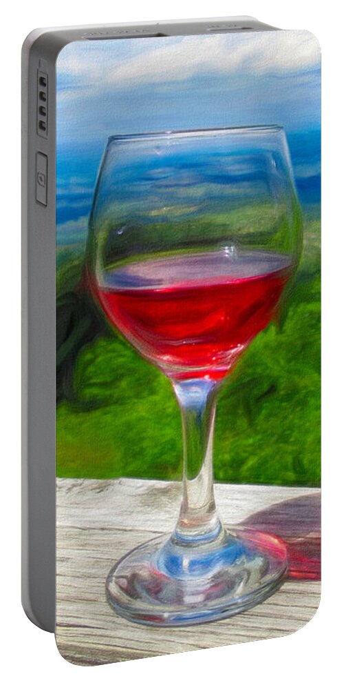 Wine Portable Battery Charger featuring the digital art A Taste of Wine Country by Susan Hope Finley